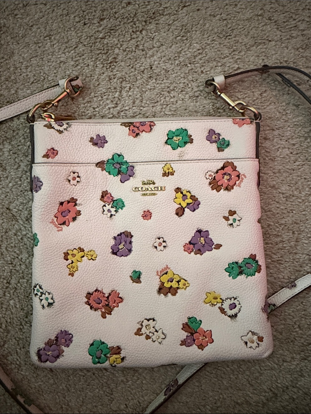 Coach Pink Floral Crossbody with Multicolor Blooms